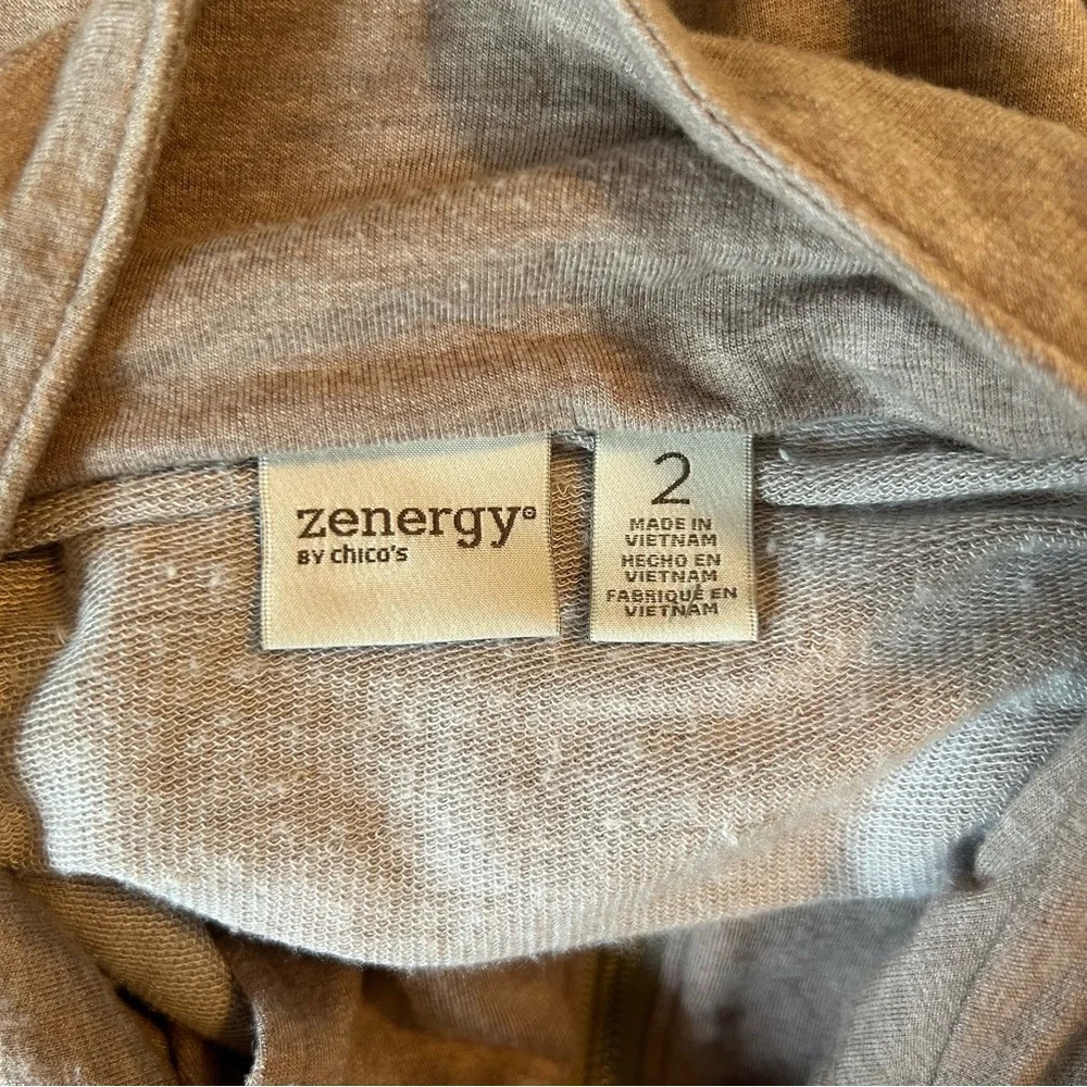 Chico’s Zenergy Women’s 2 Lg Beige Sequined Zip Up Jacket Side Ruched Athletic - Picture 7 of 12